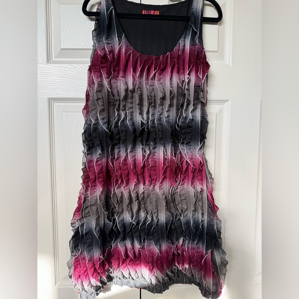 Elegant Pink and Gray Sleeveless Dress